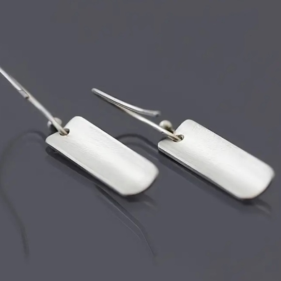 Vintage Silver Daisy Dangle Earrings, Stainless Steel Boho Tribal Minima… - Picture 7 of 9